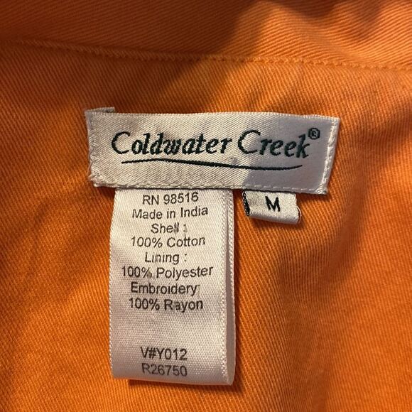 Coldwater Creek Jacket Orange Denim with Embroidery Cotton Size M - Picture 5 of 6